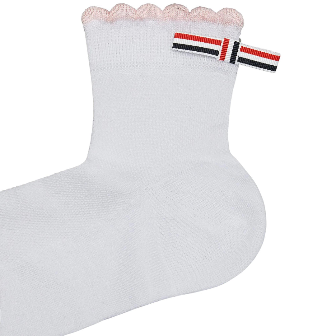 Club21 - Thom Browne - Scalloped Edge Pointelle Stitch Crew Socks Women - SOCKS - White