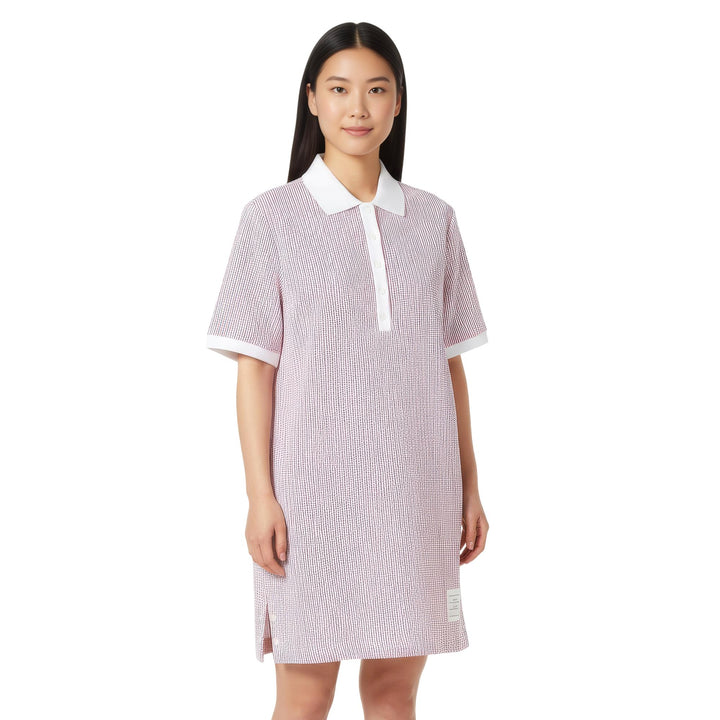Club21 - Thom Browne - Short Sleeve Polo Dress In Cotton Tweed Women - DRESSES - Red
