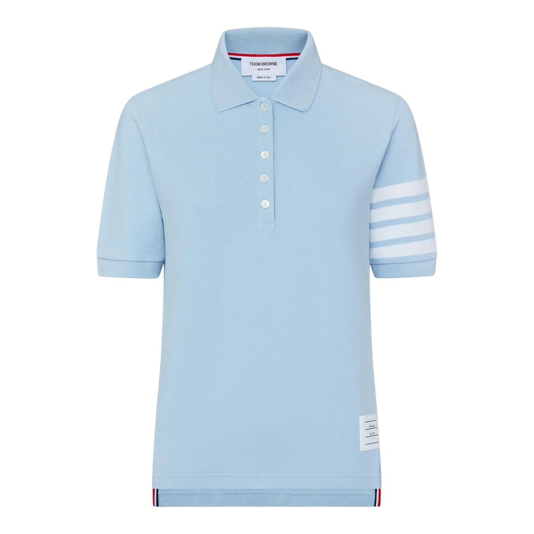 Club21 - Thom Browne - Short Sleeve Polo With Engineered Bar Women - POLOS - Light Blue