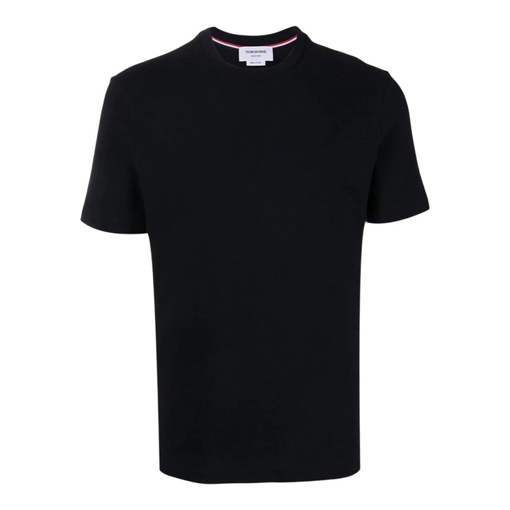 Thom Browne Short Sleeve Tee With Engineered Navy 1