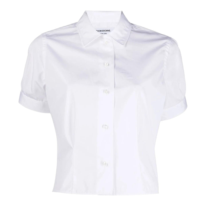 Club21 - Thom Browne - Short Sleeve Tucked Blouse Women - BLOUSES - White