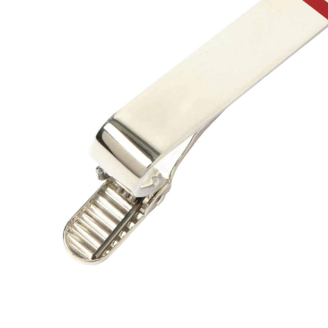 Club21 - Thom Browne - Silver Enamel Stripe Short Tie Bar Men - TIE PINS - White