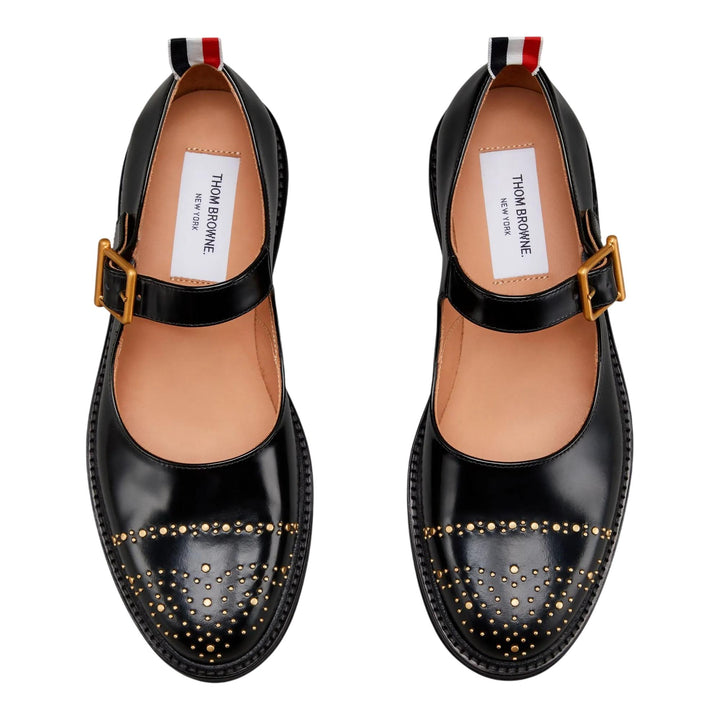 Club21 - Thom Browne - Soft Spazzolato Leather Stud Thom John Women - FLAT SHOES - Black