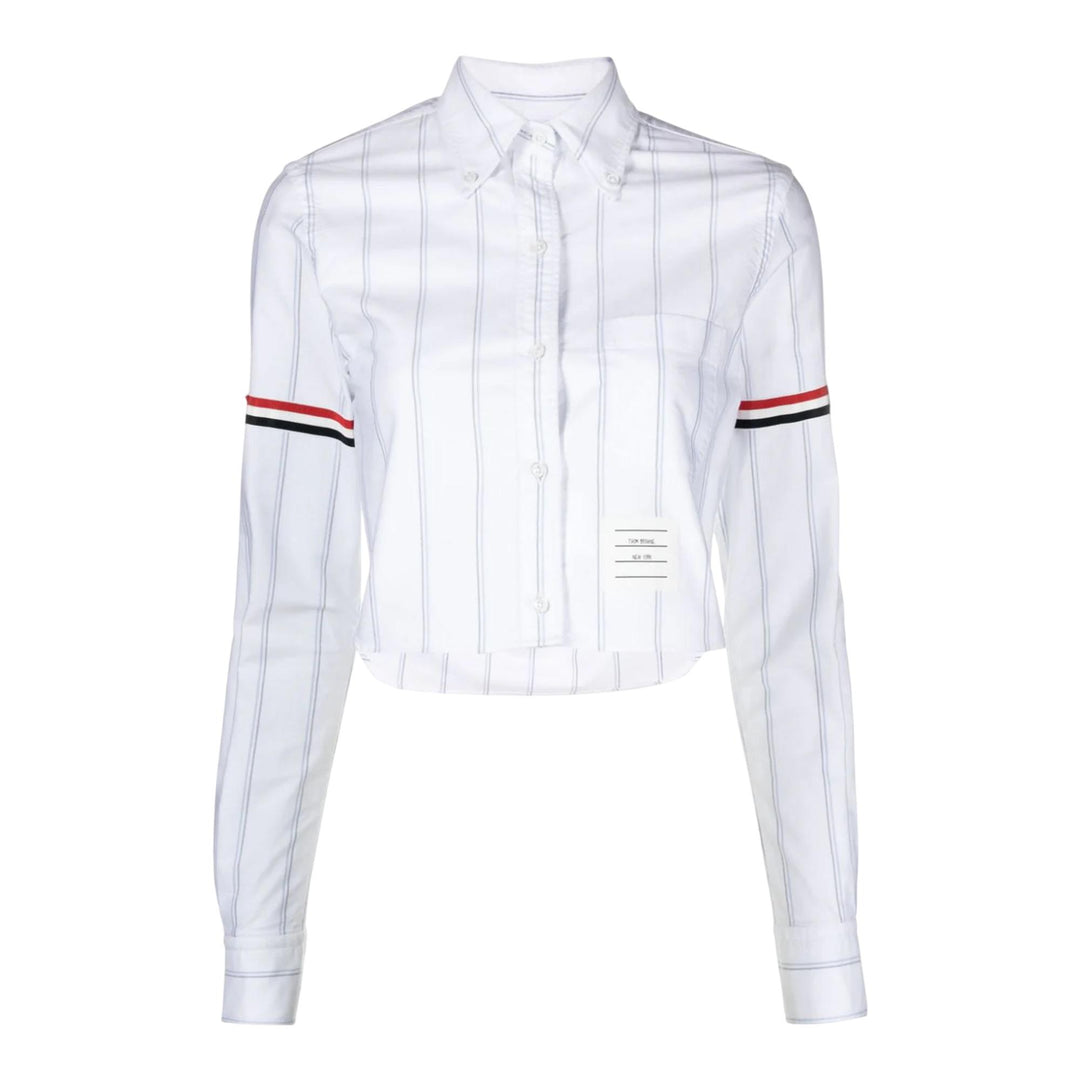 Club21 - Thom Browne - Stripe Oxford Armband Cropped Shirt Women - BLOUSES - White