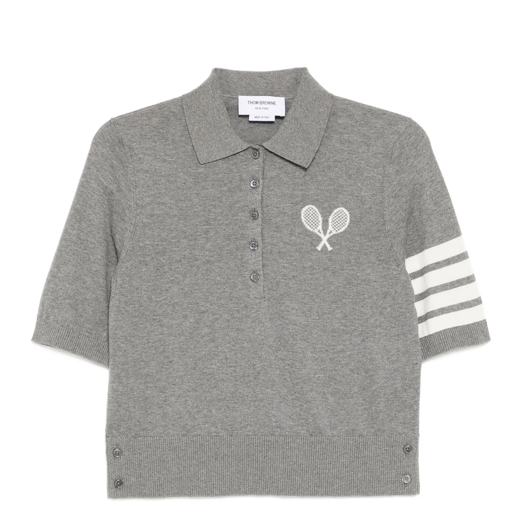 Tennis Racquets Intarsia Short Sleeve Polo