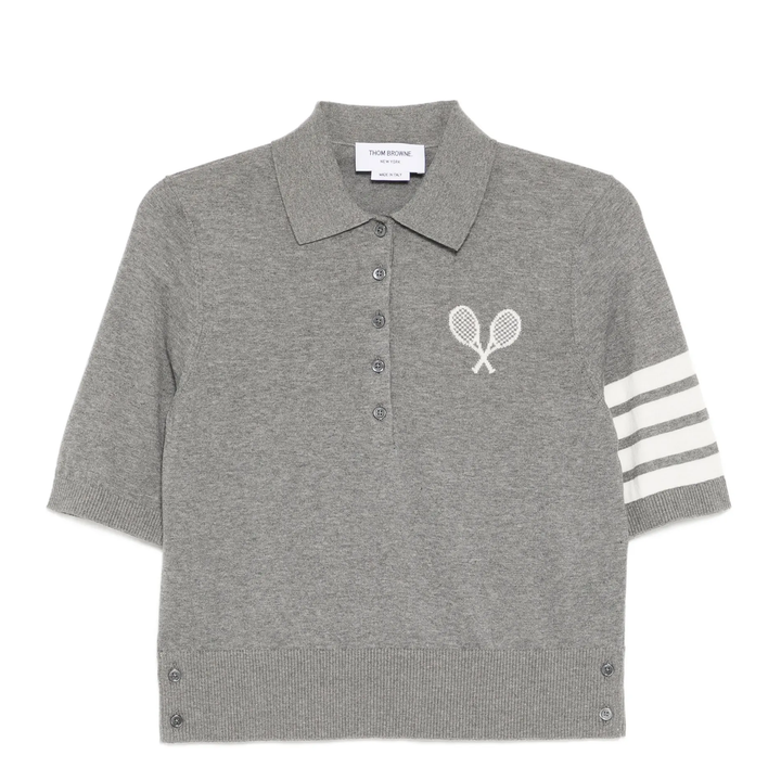 Tennis Racquets Intarsia Short Sleeve Polo