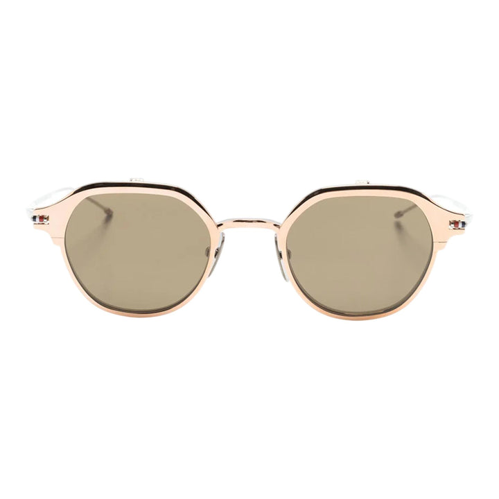 Club21 - Thom Browne - Titanium Round Clip On Sunglasses Unisex - EYEWEAR - Gold