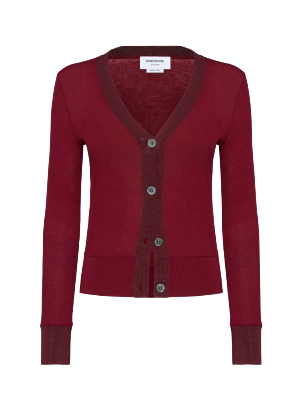 Thom_Browne_V_Neck_Cardigan-Burgundy