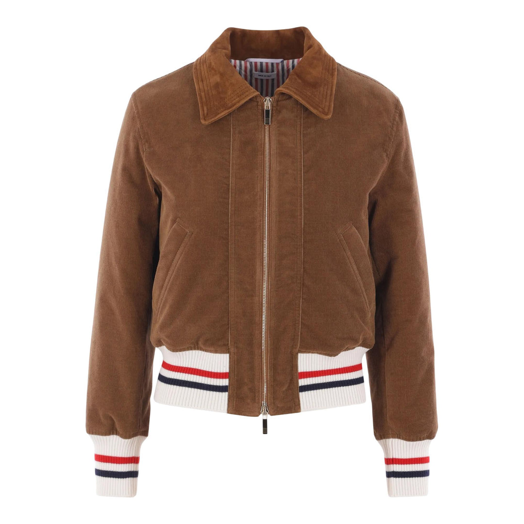 Club21 - Thom Browne - Wale Corduroy Down Filled Cropped Flight Jacket Women - BLOUSON - Brown