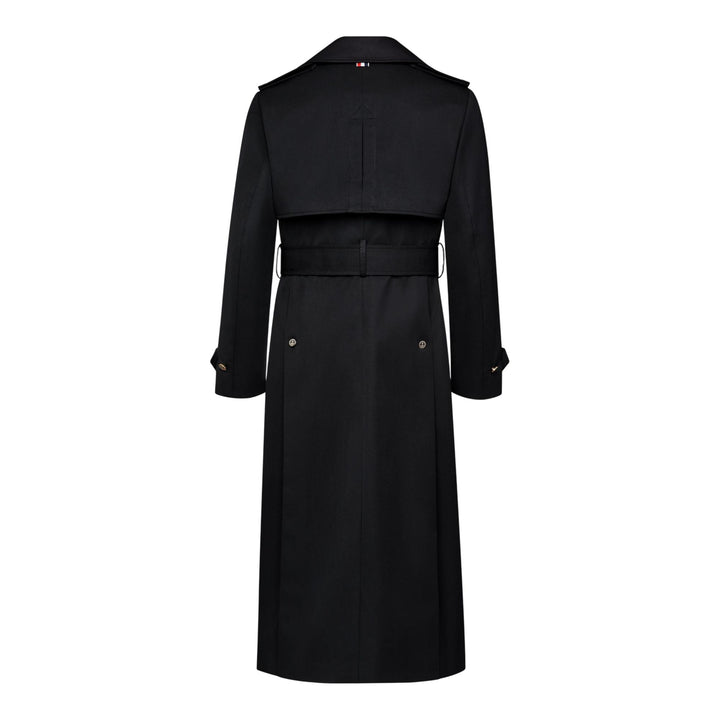 Club21 - Thom Browne - Waterproof Cotton Twill Elongated Trench Coat Men - COATS - Black