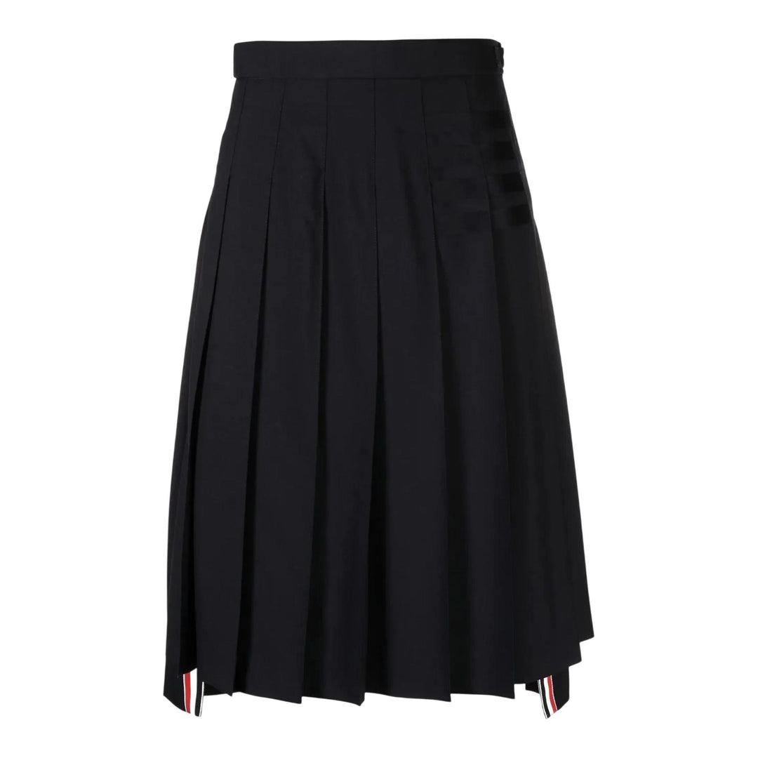 Club21 - Thom Browne - Wool Plain Weave Pleated 4-Bar Skirt Women - SKIRTS - Navy