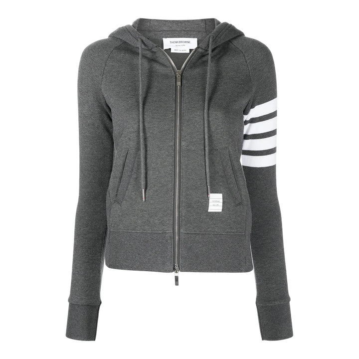 Club21 - Thom Browne - Zip Hoodie With Engineered 4 Bar - JACKETS - Light Grey