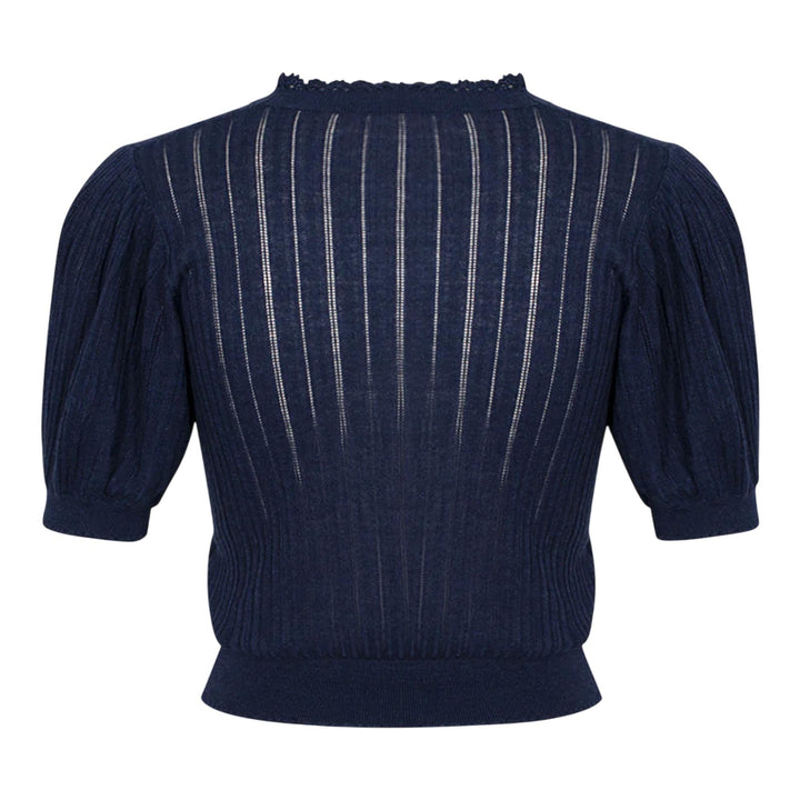 Club21 - Ulla Johnson - Gemma Short Sleeve Knit Top - KNIT TOPS - Navy