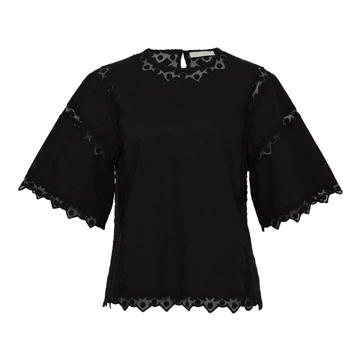 Club21 - Ulla Johnson - Kai Short Sleeve Top - WOVEN TOPS - Black