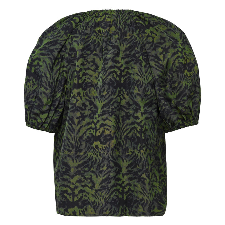 Club21 - Ulla Johnson - Talie Silk Short Sleeve Blouse - BLOUSES - Dark Green