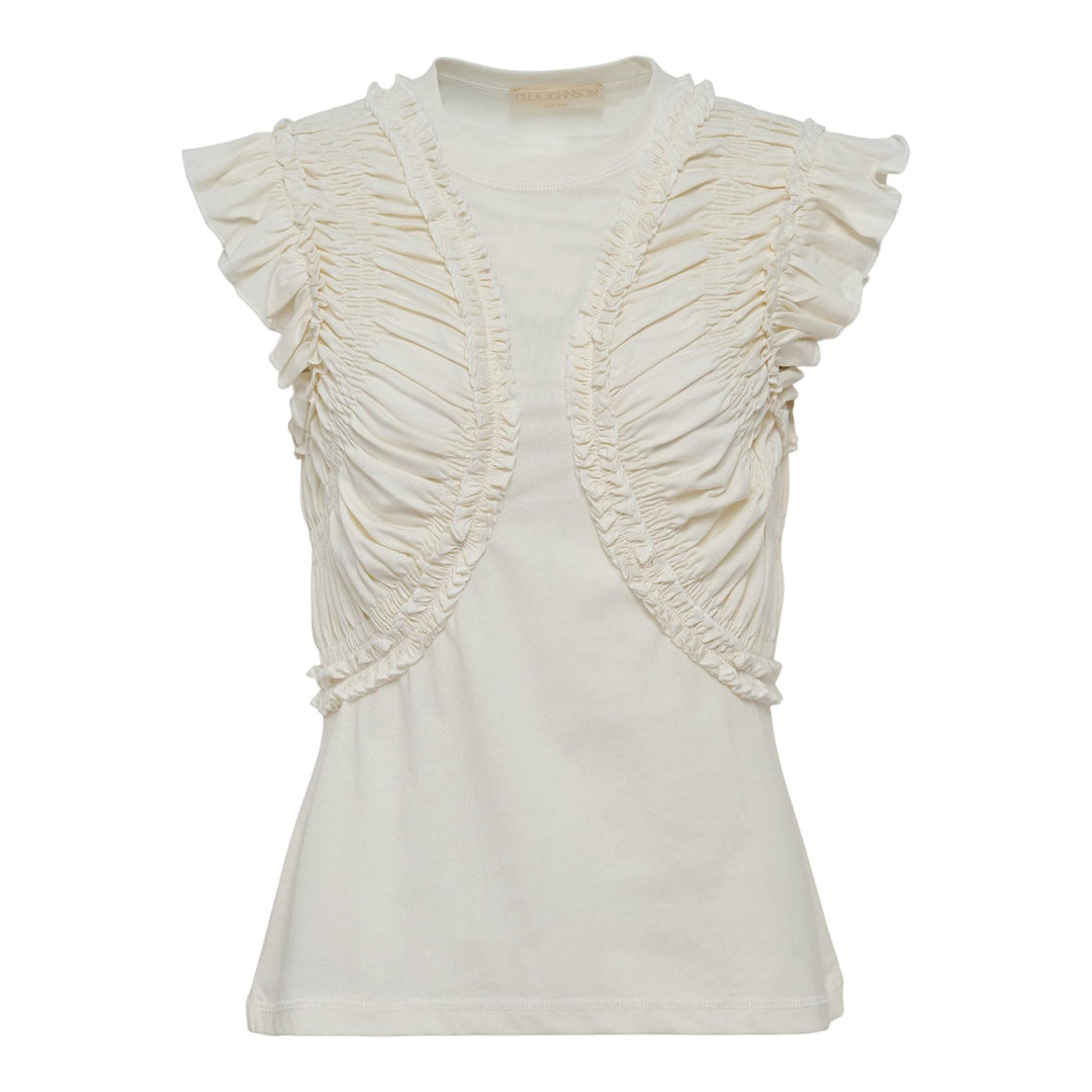 Club21 - Ulla Johnson - Val Sleeveless Ruffled Top - KNIT TOPS - Off-White