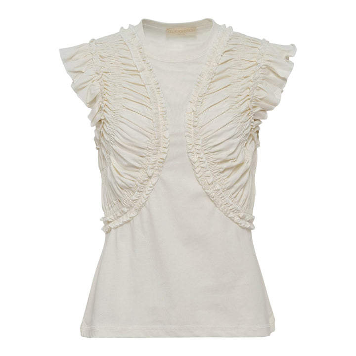 Club21 - Ulla Johnson - Val Sleeveless Ruffled Top - KNIT TOPS - Off-White