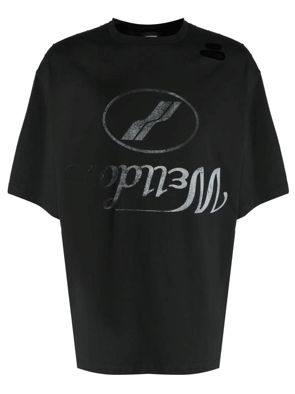 We11done Black Destroyed Reverse Logo Tee Black 1