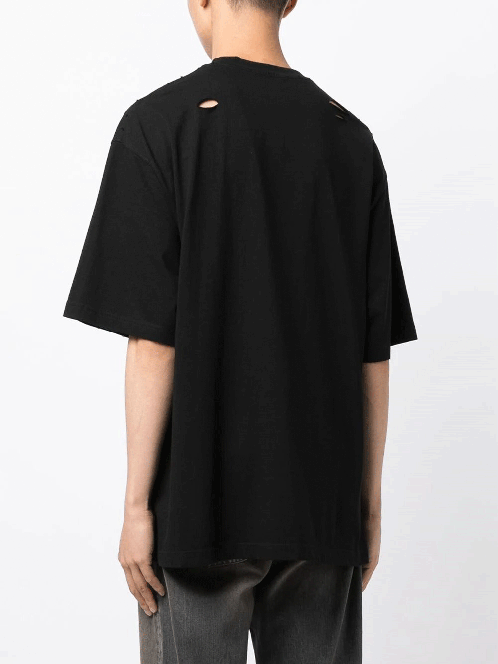 We11done Black Destroyed Reverse Logo Tee Black 4