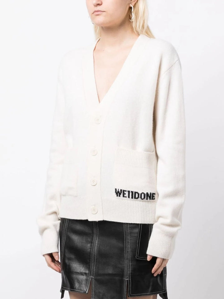 We11done-Ivory-Pocket-Logo Knit-Cardigan-Off-White-3