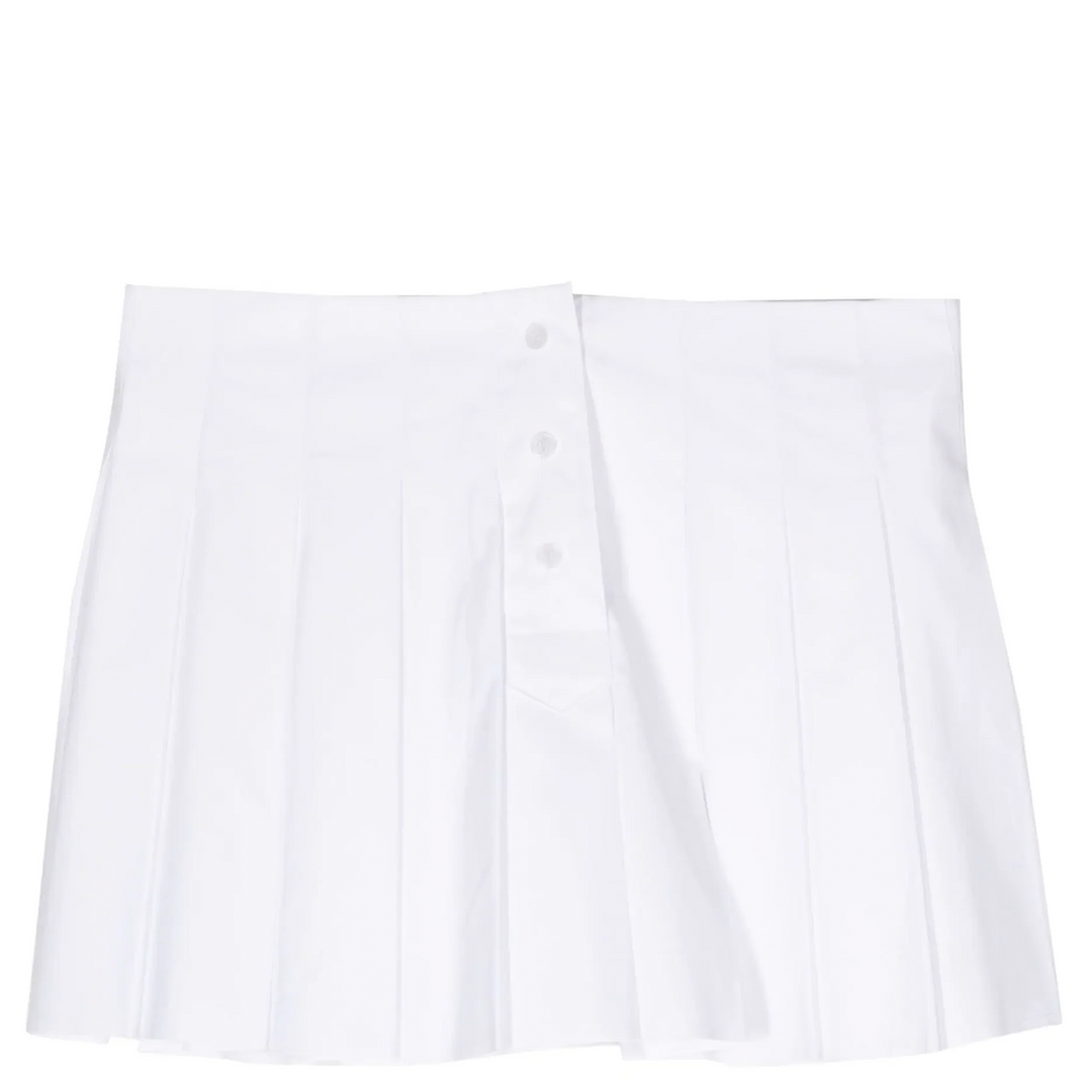 White Womens Box Pleated Mini Skirt