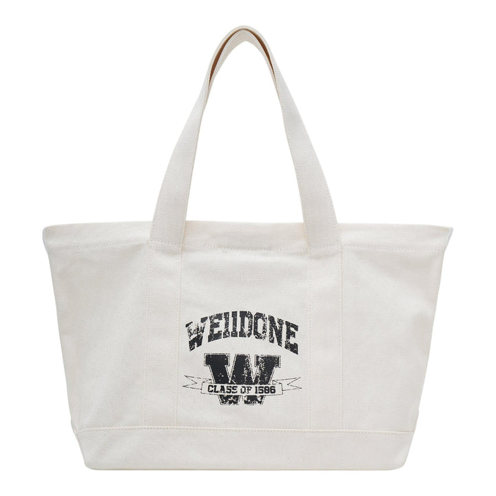 Club21 - We11done - Beige Collegiate Canvas Tote - TOTES - Beige