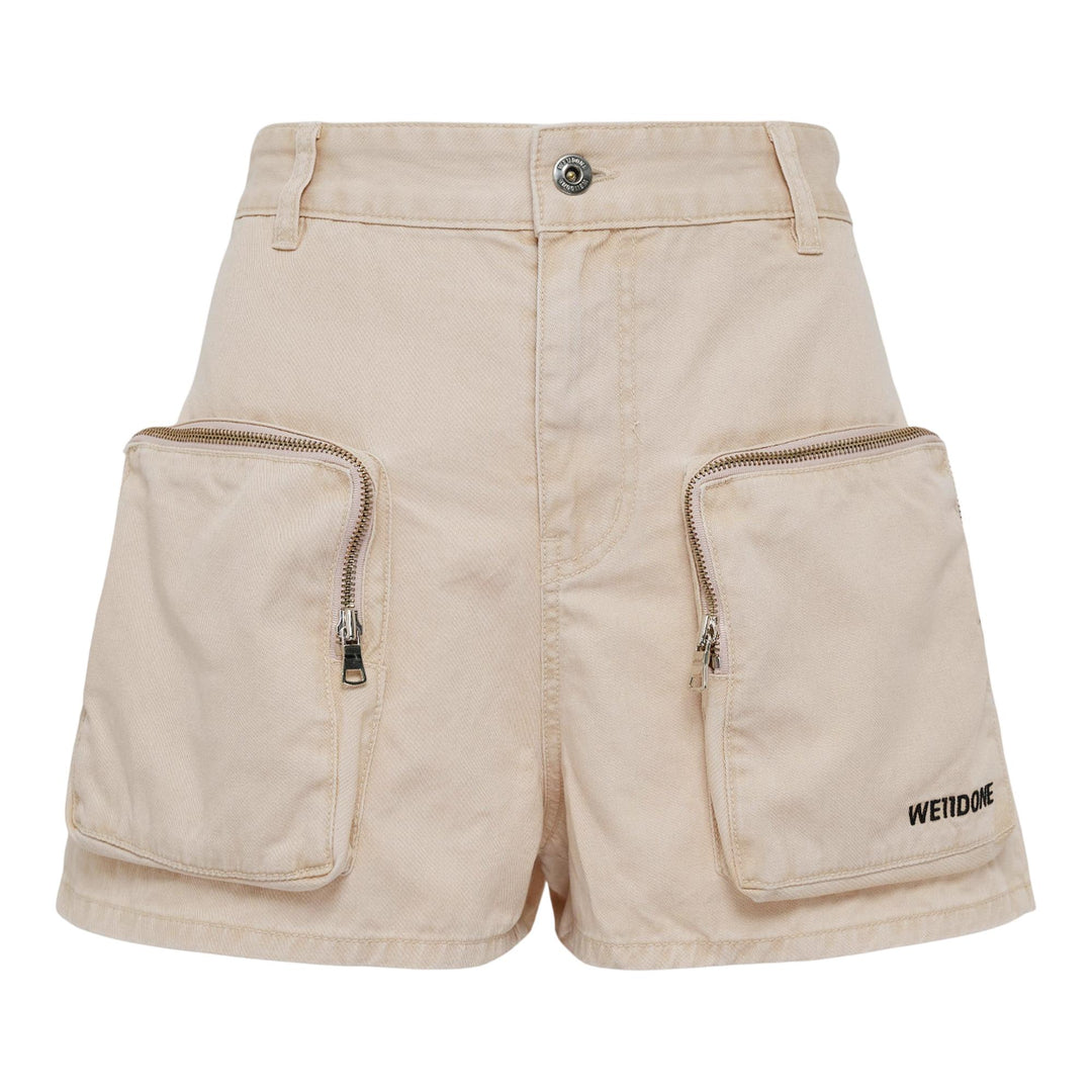 Club21 - We11done - Beige Womens Cargo Pocket Shorts - SHORTS - Beige