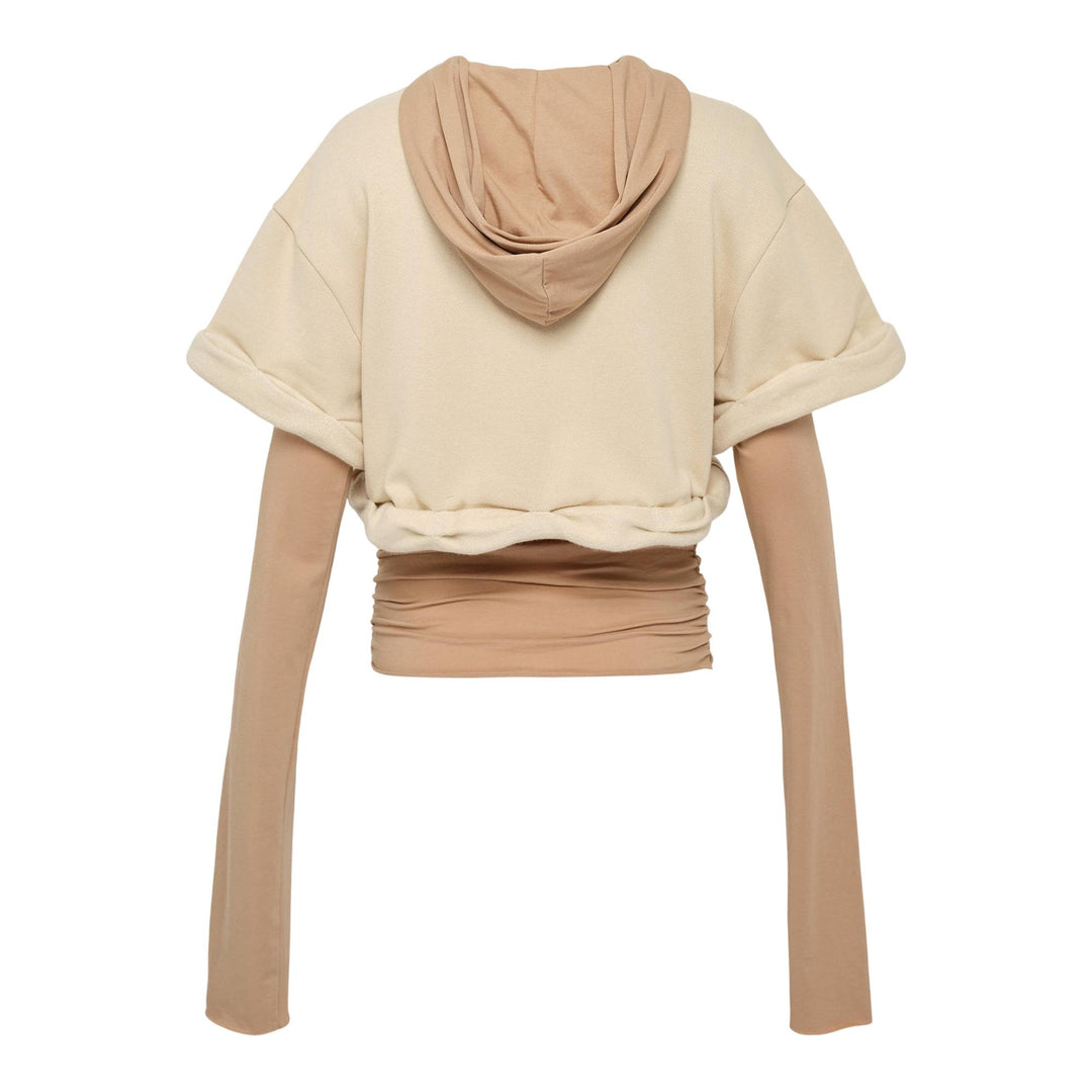 Club21 - We11done - Beige Womens Rolledup Hoodie - SWEATSHIRTS - Beige