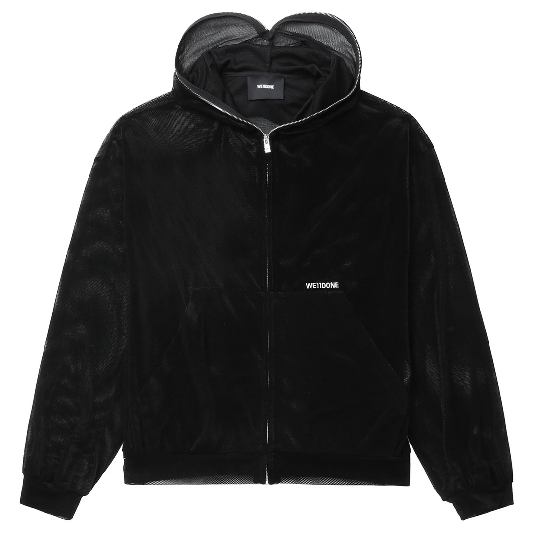 Black Embroidered Full Zip-Up Blouson