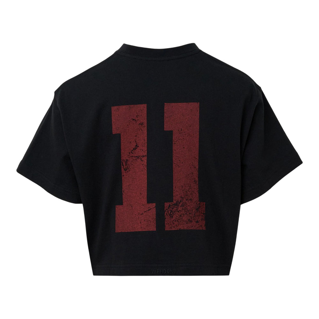 Club21 - We11done - Black Womens Cropped Rhineston Tee - TEES - Black