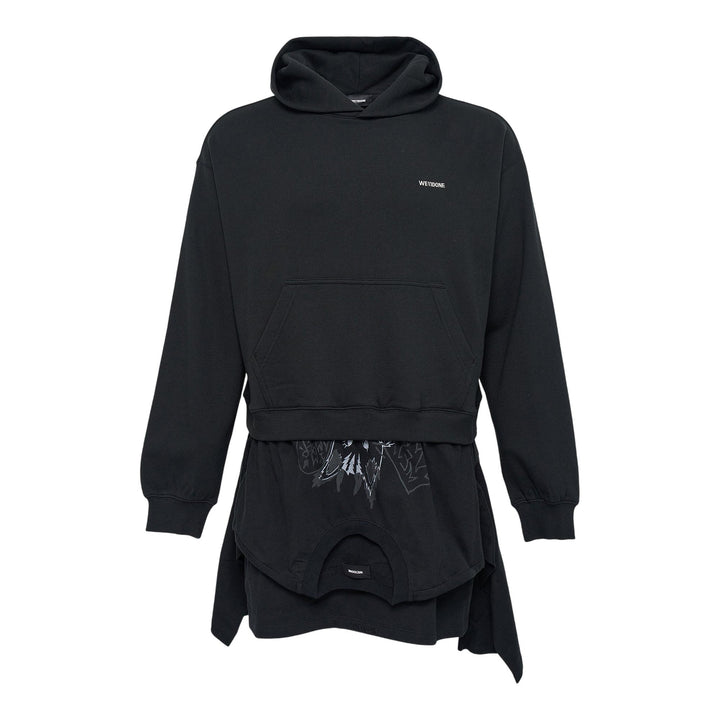 Club21 - We11done - Black Womens Layered Hoodie Dress - WOVEN DRESSES - Black