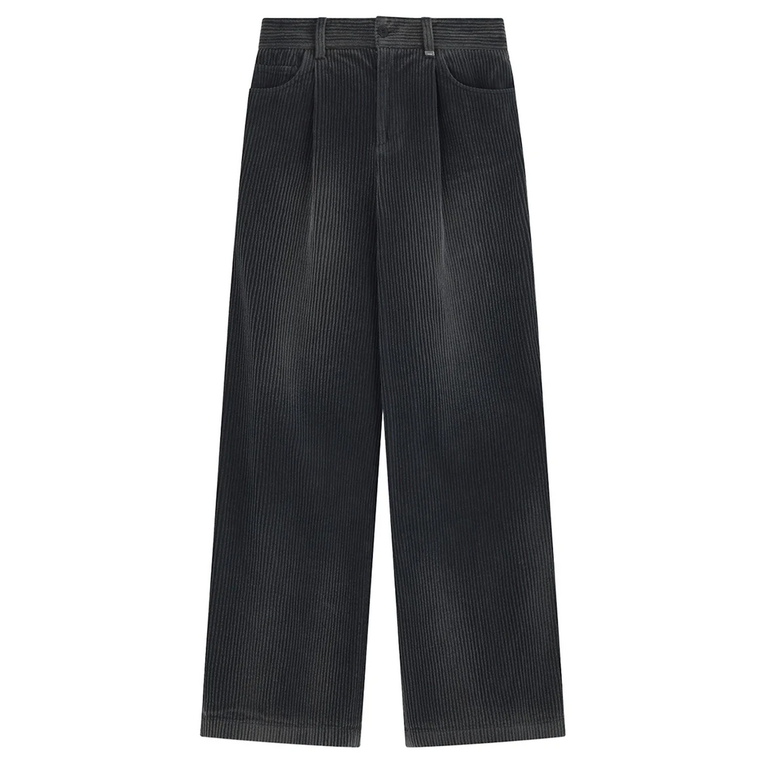 Grey Mens Dyed Logo Corduroy Pants