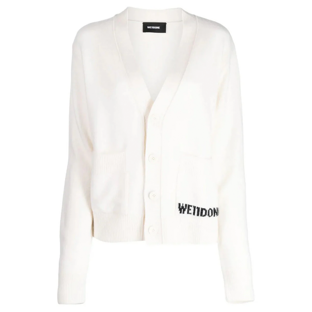 Ivory Pocket Logo Knit Cardigan