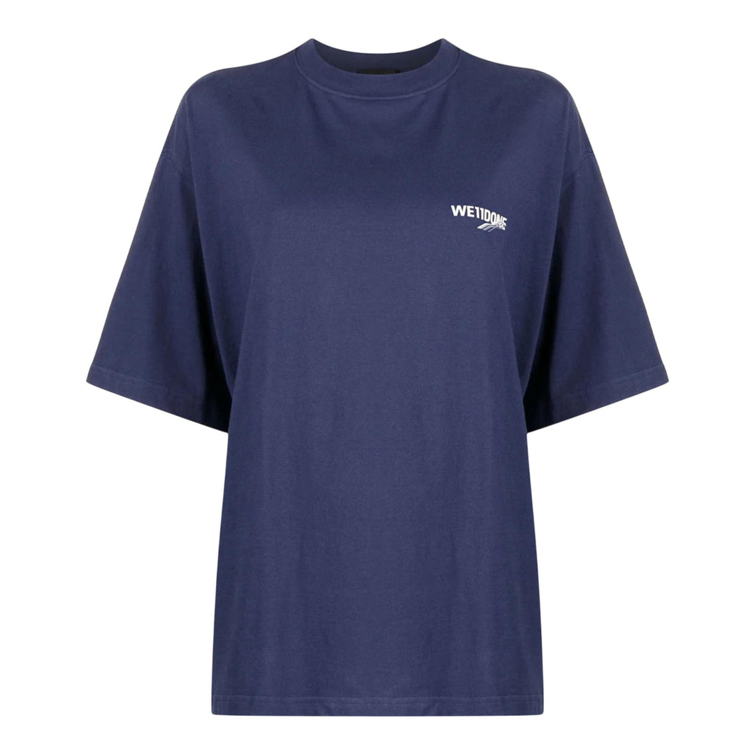 Club21 - We11done - Navy Wave Logo Short-Sleeved Tee - TEES - Navy