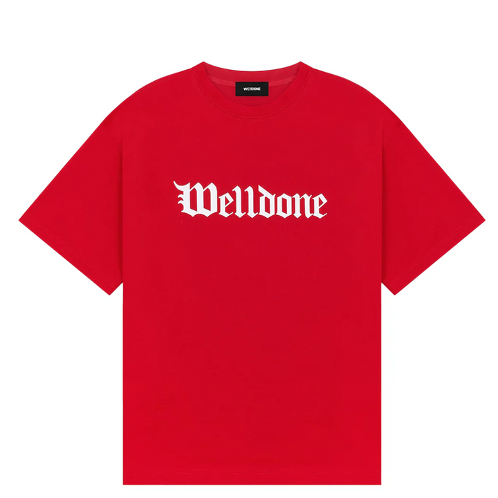 Red Gothic Logo Print T-Shirt