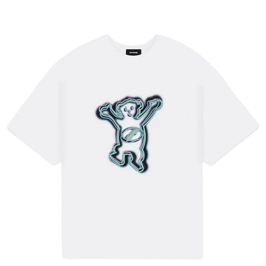 White Colorful Teddy Print T-Shirt