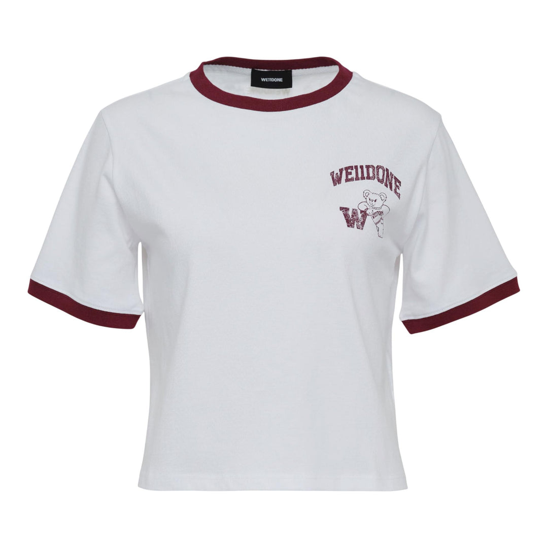Club21 - We11done - Wine Womens Varsity Bear Ringer T-Shirt - TEES - Burgundy