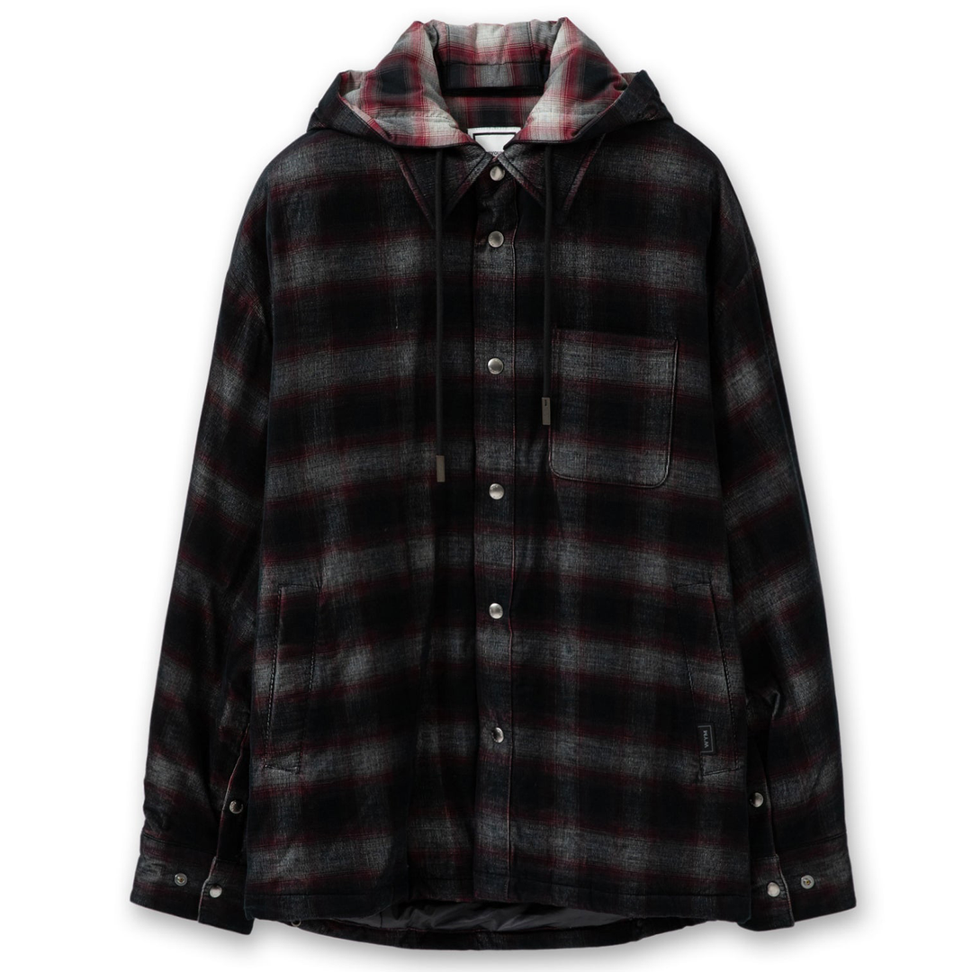 Wooyoungmi_Corduroy_Check_Hooded_Shirt_Red