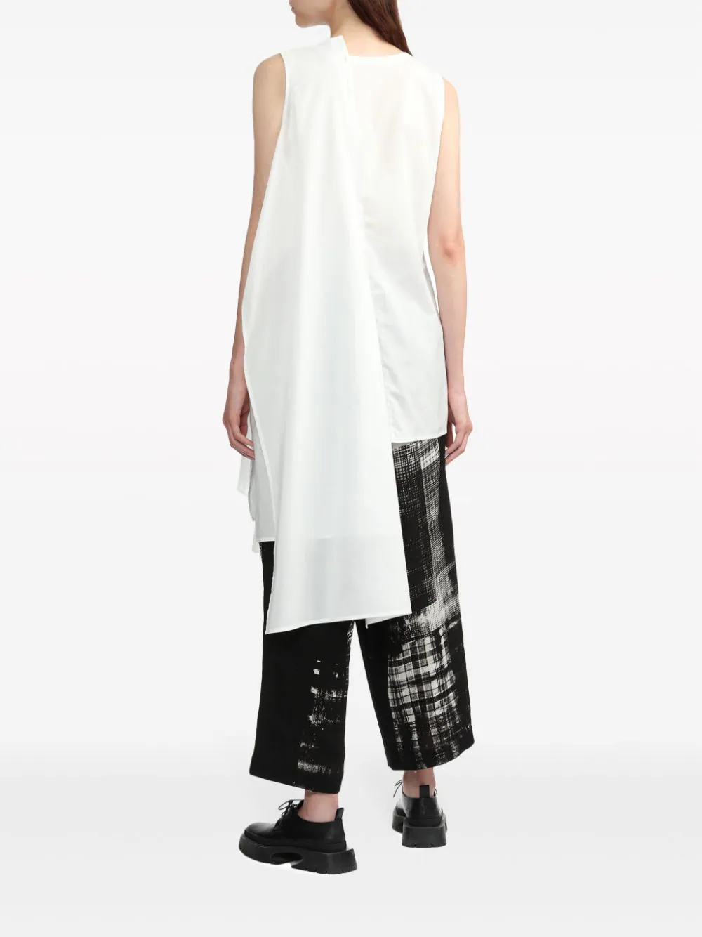 Y's-Double-Left-Sleeve-Top-White-4