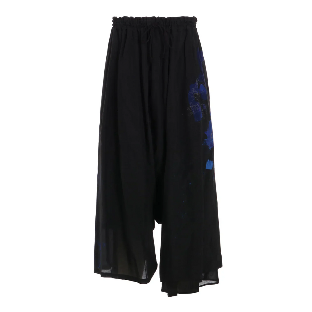 Lawn Flower Sketch Left Double Gathered Pants