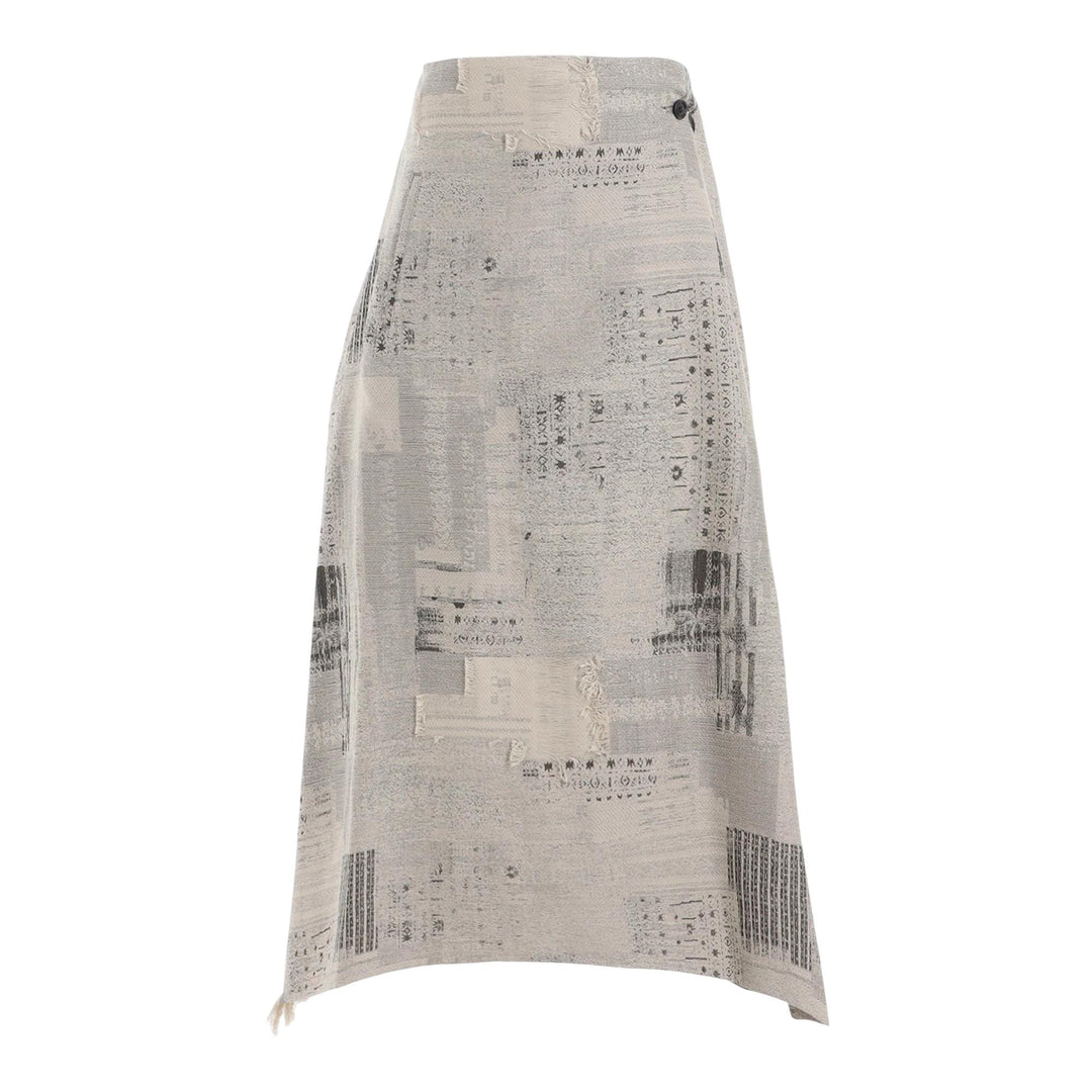 Club21 - Y's - Patchwork Jacquard Wrap-Like Flare Skirt - SKIRTS - Beige