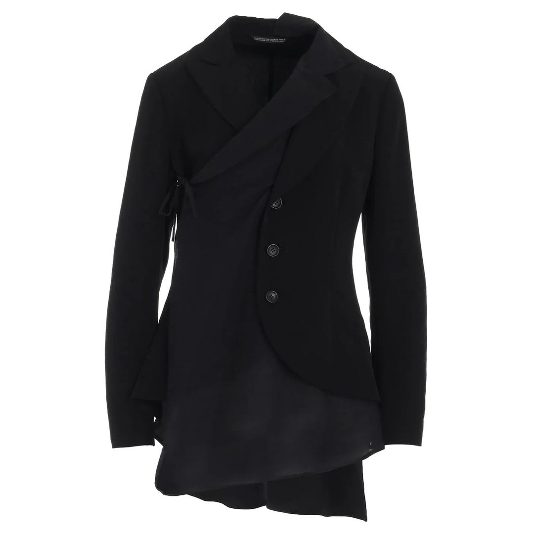 Yohji_Yamamoto_2_Layered_Wrap_Jacket_Black