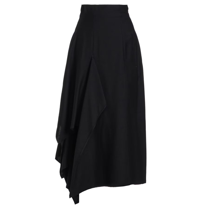 Yohji_Yamamoto_Draped_High-Waist_Skirt_Black