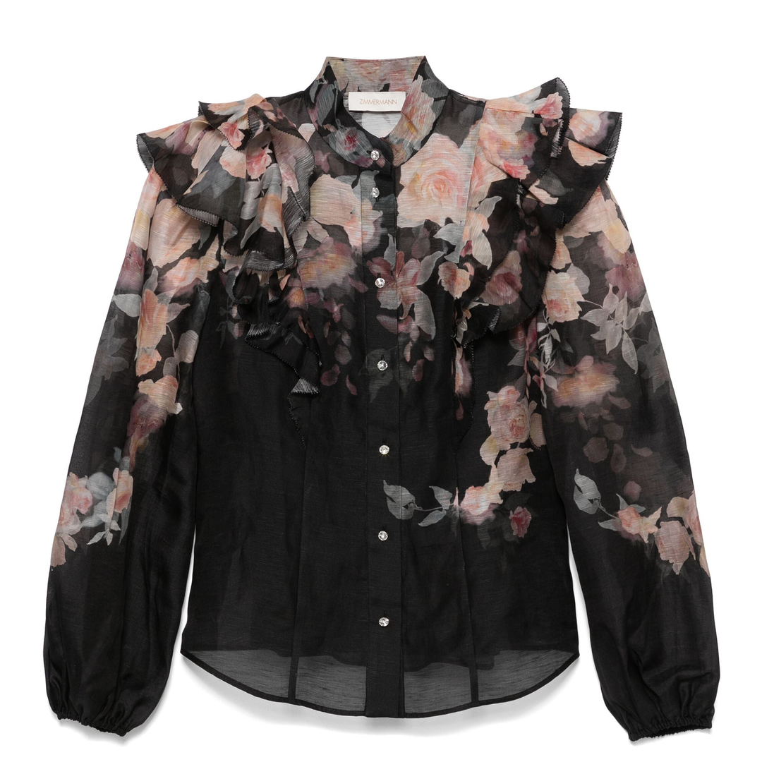 ZIMMERMANN_Crush_Frill_Sleeve_Blouse_Black