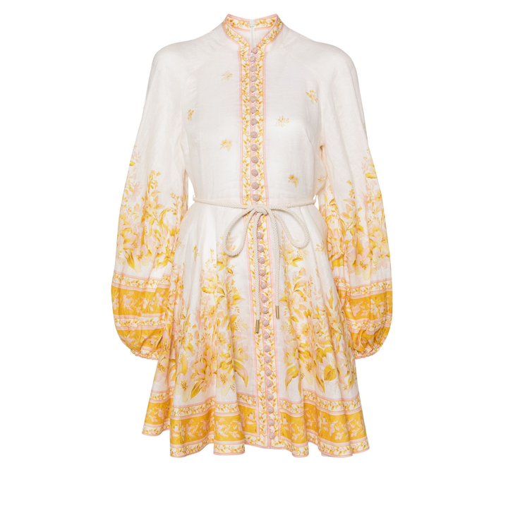 ZIMMERMANN_Golden_Buttoned_Mini_Dress_Yellow