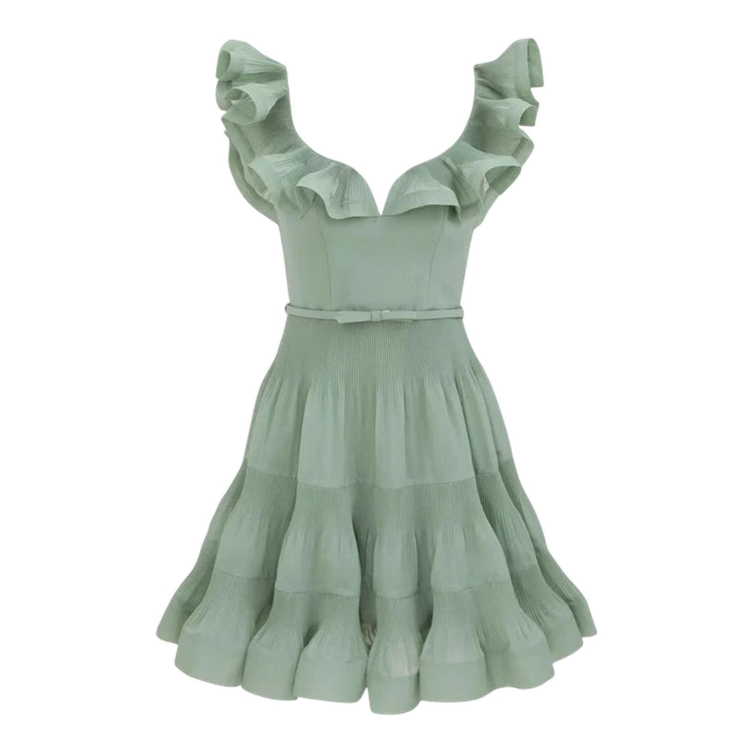 Club21 - ZIMMERMANN - Pleated Frill Mini Dress - WOVEN DRESSES - Green