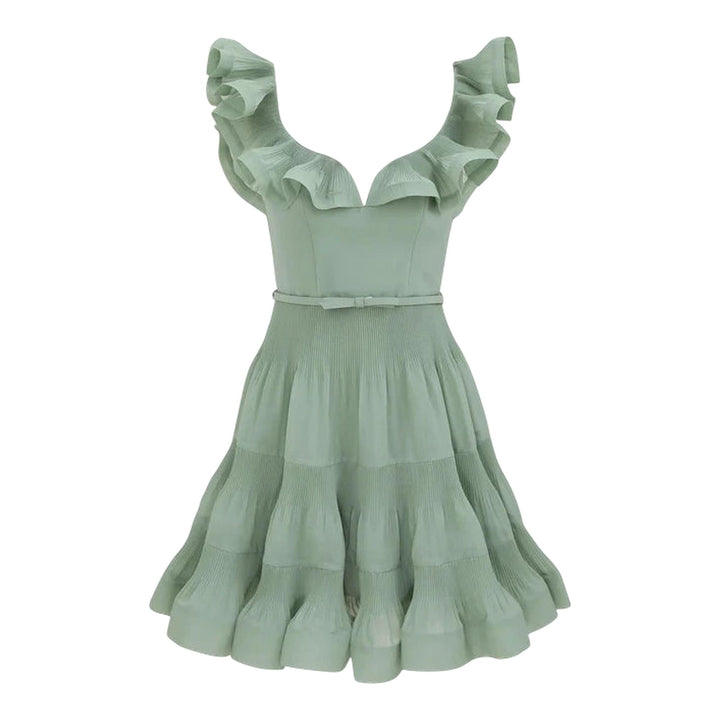 Club21 - ZIMMERMANN - Pleated Frill Mini Dress - WOVEN DRESSES - Green