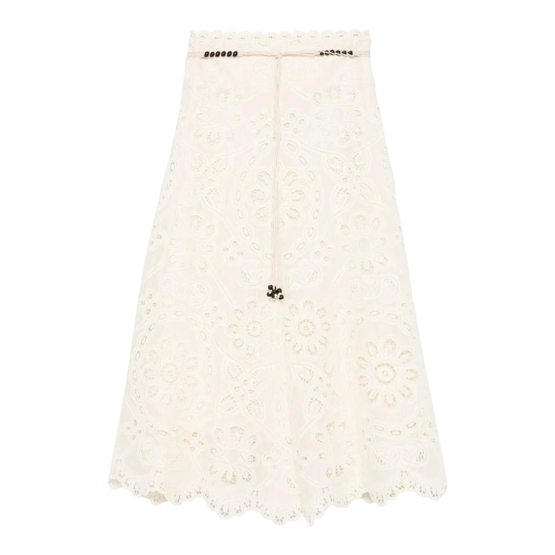 Club21 - ZIMMERMANN - Rhiannon Embroidered Skirt - SKIRTS - White