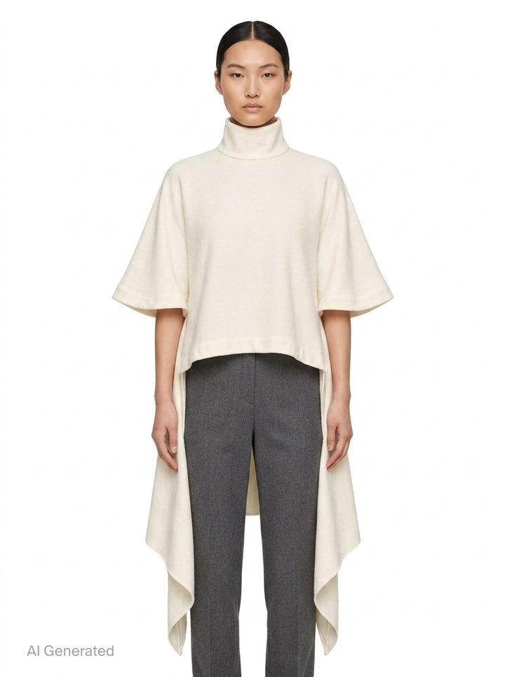 Asymmetric Turtleneck Top | Alaïa | Club21 - front