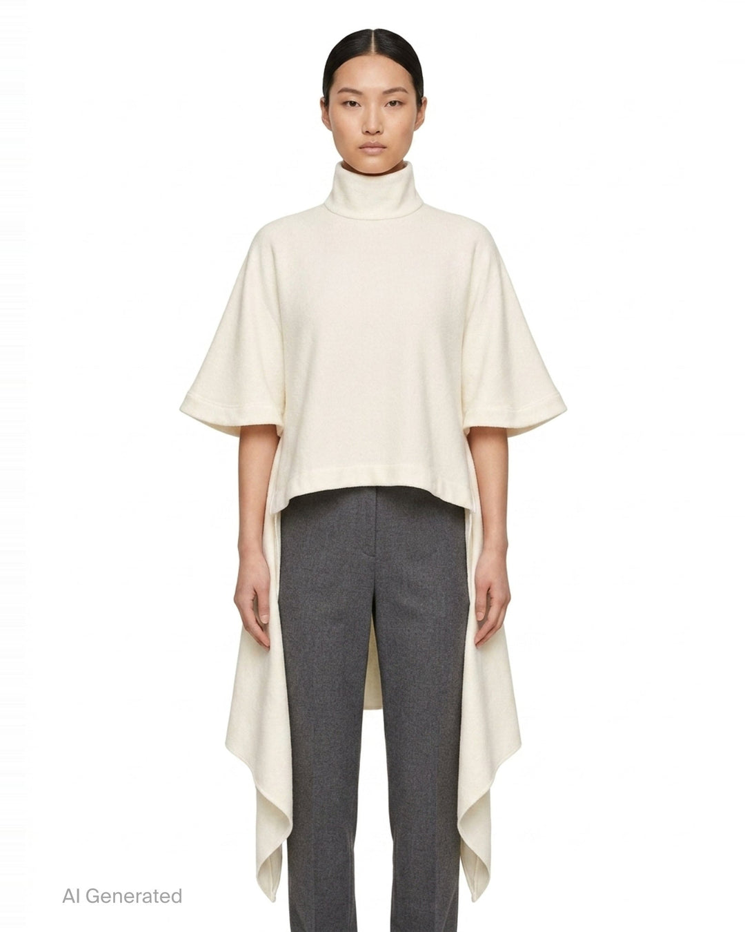 Asymmetric Turtleneck Top | Alaïa | Club21 - front